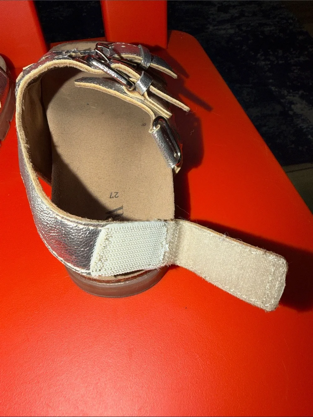 Zara Metallic Silver Kids Star Buckle Sandals